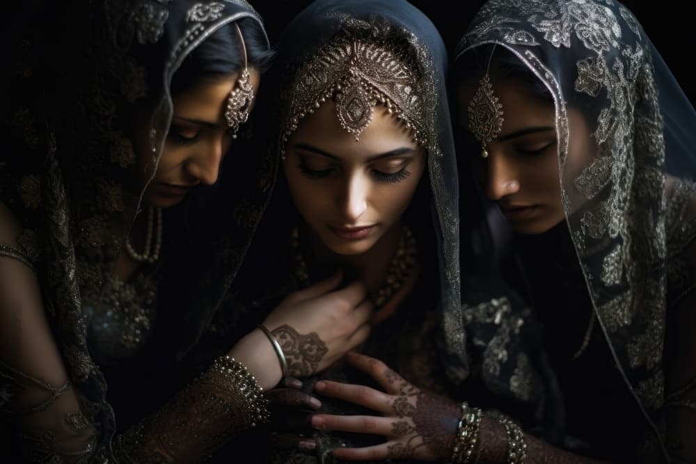Bride and groom in sherwani and lehenga