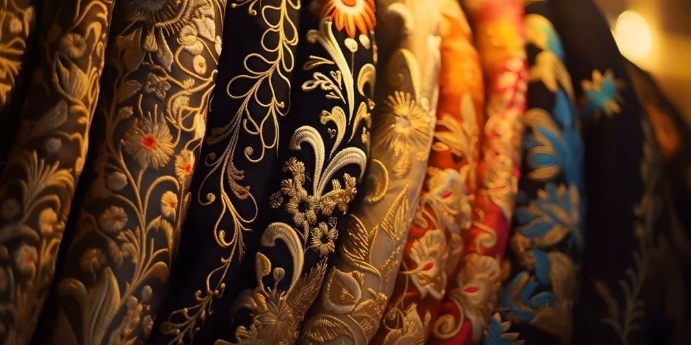 Bride and groom walking through a grand wedding hall